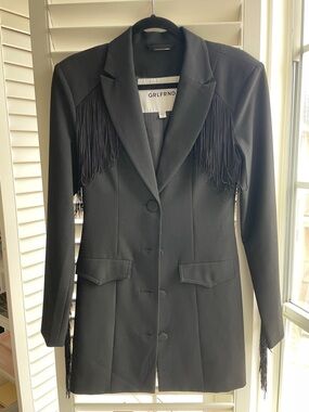 GRLFRND Black Fringe Blazer
